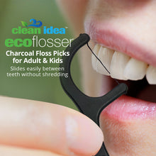 Load image into Gallery viewer, Clean Idea Ecoflosser Charcoal Flossing Picks - 300 pieces Plant Based Flossing Picks - Clean Idea