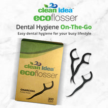 Load image into Gallery viewer, Clean Idea Ecoflosser Charcoal Flossing Picks - 300 pieces Plant Based Flossing Picks - Clean Idea
