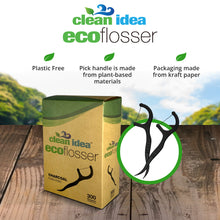 Load image into Gallery viewer, Clean Idea Ecoflosser Charcoal Flossing Picks - 300 pieces Plant Based Flossing Picks - Clean Idea