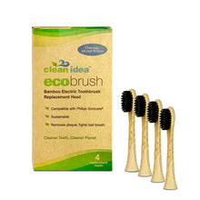 Load image into Gallery viewer, Clean Idea Ecobrush Electric Toothbrush Replacement Heads 4pack – Charcoal Infused Bamboo - Sustainable BPA Free Electric Toothbrush Heads - Clean Idea