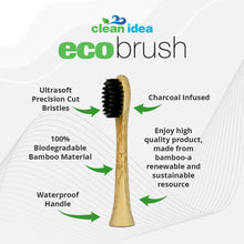 Load image into Gallery viewer, Clean Idea Ecobrush Electric Toothbrush Replacement Heads 4pack – Charcoal Infused Bamboo - Sustainable BPA Free Electric Toothbrush Heads - Clean Idea