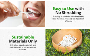 Clean Idea Ecoflosser Flossing Picks - 300 pieces Plant Based Flossing Picks - Clean Idea