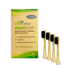 Load image into Gallery viewer, Clean Idea Ecobrush Electric Toothbrush Replacement Heads 4pack – Charcoal Infused Bamboo - Sustainable BPA Free Electric Toothbrush Heads - Clean Idea
