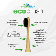 Load image into Gallery viewer, Clean Idea Ecobrush Electric Toothbrush Replacement Heads 4pack – Charcoal Infused Bamboo - Sustainable BPA Free Electric Toothbrush Heads - Clean Idea
