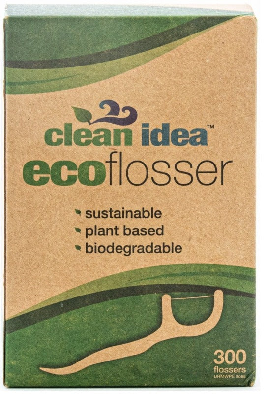 Clean Idea Ecoflosser Flossing Picks - 300 pieces Plant Based Flossing Picks - Clean Idea