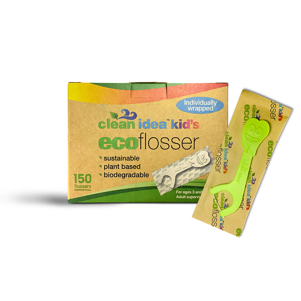 Clean Idea Kids Ecoflosser Individually Wrapped 150 pieces Plant Based Flossing Picks - Clean Idea