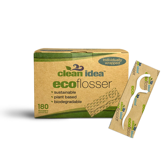 Clean Idea Ecoflosser Individually Wrapped 180pieces Plant Based Flossing Picks - Clean Idea